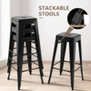 30 Inch Bar Stools Set of 4 with Square Seat and Handling Hole-Black