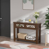 2-Tier Console Table with Drawers and Open Storage Shelf-Brown