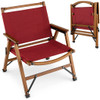 Patio Folding Camping Beach Chair with Solid Bamboo Frame-Red