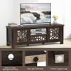 55 Inch Retro TV Stand Media Entertainment Center with Mirror Doors and Drawer-Dark Brown