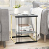 2-Tier Metal Square Side End Table with Removable Shelf-Gray