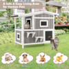 Outdoor 2-Story Wooden Feral Cat House with Escape Door-Gray