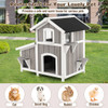 Outdoor 2-Story Wooden Feral Cat House with Escape Door-Gray