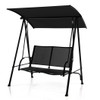 2-Seat Outdoor Canopy Swing with Comfortable Fabric Seat and Heavy-duty Metal Frame-Black