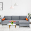 Modular L-shaped 3-Seat Sectional Sofa with Reversible Chaise and 2 USB Ports-Gray