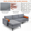 Modular L-shaped 3-Seat Sectional Sofa with Reversible Chaise and 2 USB Ports-Gray