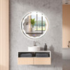 24 Inch Round Wall Mirror with 3-Color LED Lights and Smart Touch Button