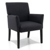 Fabric Upholstered Executive Guest Armchair with Rubber Wood Legs-Black