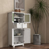 6-Tier Freestanding Bathroom Cabinet with 2 Open Compartments and Adjustable Shelves-White