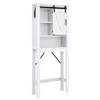 3-Tier Wodden Bathroom Cabinet with Sliding Barn Door and 3-position Adjustable Shelves-White