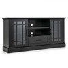 TV Stand for TVs up to 70  with Glass Doors Cubbies and Drawer-Black