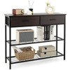 39.5 Inch Entryway Table with 2 Drawers and 2-Tier Shelves-Dark Brown