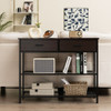 39.5 Inch Entryway Table with 2 Drawers and 2-Tier Shelves-Dark Brown