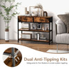 Console Table with Folding Fabric Drawers for Entryway-Rustic Brown