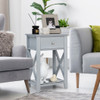 Sofa Side End Table with Drawer and Shelf-Gray