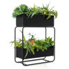 2-Tier Metal Elevated Garden Bed with Raised Flower Box-Black