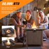 32 Inch 50 000 BTU Square Fire Pit Table with Lid and Lava Rocks-Brown
