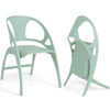 Folding Dining Chairs Set of 2 with Armrest and High Backrest-Green