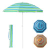 6.5 Feet Patio Beach Umbrella with Waterproof Polyester Fabric-Green