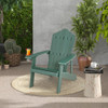 Weather Resistant HIPS Outdoor Adirondack Chair with Cup Holder-Green