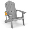 Weather Resistant HIPS Outdoor Adirondack Chair with Cup Holder-Gray