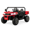 2-Seater Kids Ride On Dump Truck with Dump Bed and Shovel-Red