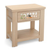 Wood Retro End Table with Mirrored Glass Drawer and Open Storage Shelf-Natural