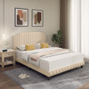 Heavy Duty Upholstered Bed Frame with Rivet Headboard-Queen Size