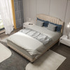 Heavy Duty Upholstered Bed Frame with Rivet Headboard-Queen Size