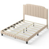 Heavy Duty Upholstered Bed Frame with Rivet Headboard-Queen Size