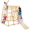 8-in-1 Wooden Jungle Gym Playset with Monkey Bars-Natural