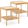 2 Pieces 2 Tiers Bamboo Nightstand for Living Room Bedroom-Natural