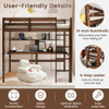 Twin Size Solid Wood Slatted Loft Bed Frame with Safety Guardrail for Kid-Brown