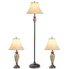 3-Piece Table and Floor Lamp Set with Linen Fabric Lamp Shades