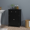 2-Door Freestanding Bathroom Cabinet with Drawer and Adjustable Shelf-Black