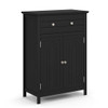2-Door Freestanding Bathroom Cabinet with Drawer and Adjustable Shelf-Black