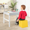 3 in 1 Wooden Kids Table with Storage and Double-Sided Tabletop-White