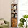 Tall Corner Storage Cabinet with 3-Tier Shelf and Enclosed Cabinet-Rustic Brown