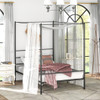 Full Size Metal Canopy Bed Frame with Slat Support-Full Size