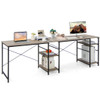 L Shaped Computer Desk with 4 Storage Shelves and Cable Holes-Gray