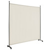 6 Feet Single Panel Rolling Room Divider with Smooth Wheels-White