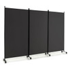 3 Panel Folding Room Divider with Lockable Wheels-Gray