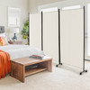3 Panel Folding Room Divider with Lockable Wheels-White