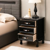 3 Drawers Nightstand with Solid Wood Legs for Living Room Bedroom-Black