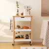 3-Tier Kitchen Island Cart Rolling Service Trolley with Bamboo Top-Natural