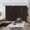 4-Panel Folding Room Divider 6 Feet Rolling Privacy Screen with Lockable Wheels-Brown
