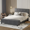 Queen Upholstered Bed Frame with Ottoman Storage-Queen Size