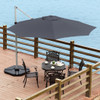 11 Feet Patio Offset Cantilever Umbrella 360 Rotation Aluminum Tilt-Gray