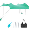 10 x 10 Feet Large Beach Sunshade Beach Tent Canopy with Sandbags-Green