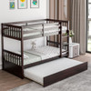 Twin Over Twin Bunk Bed with Pull-out Trundle and Ladder-Espresso